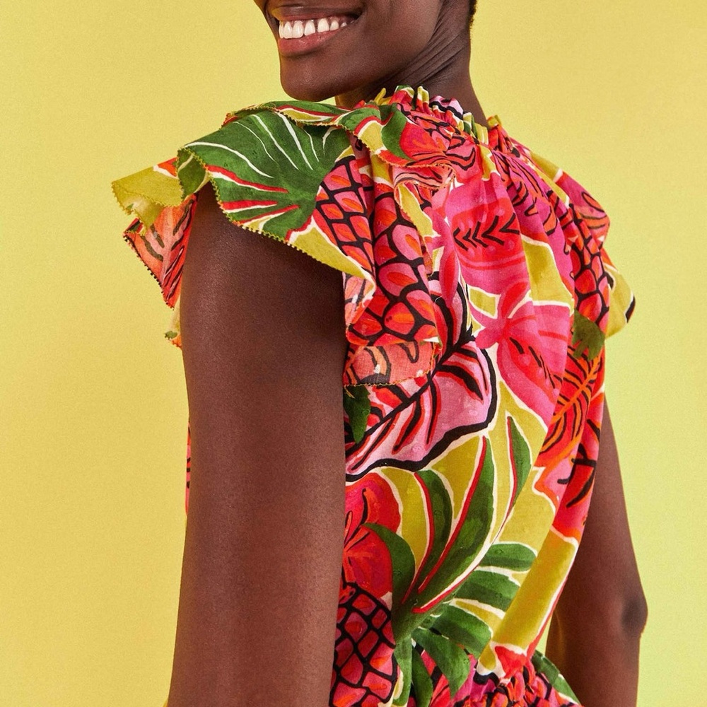 Farm Rio Dream Fruit Ruffled Mini Dress. Extra Small - Picture 3 of 12